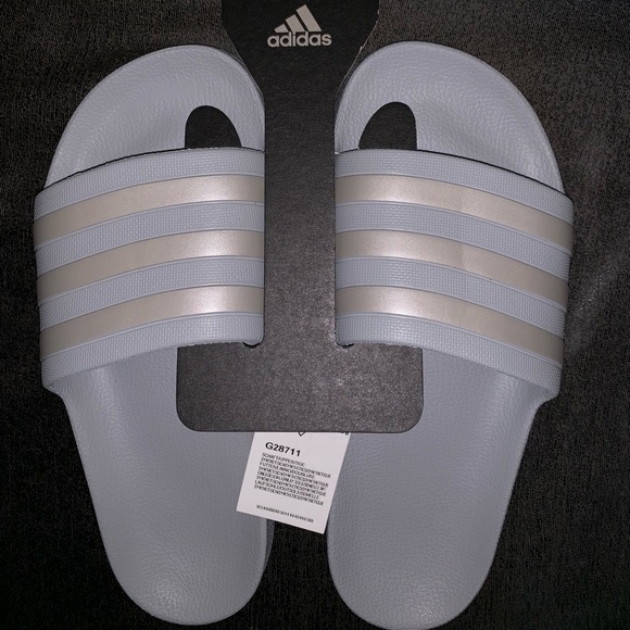 grey adidas sliders